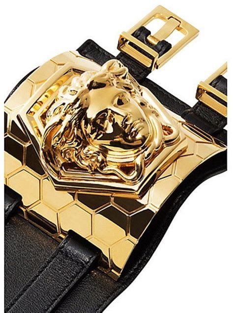 VERSACE x HAAS brothers black leather cuff w/ Medusa 